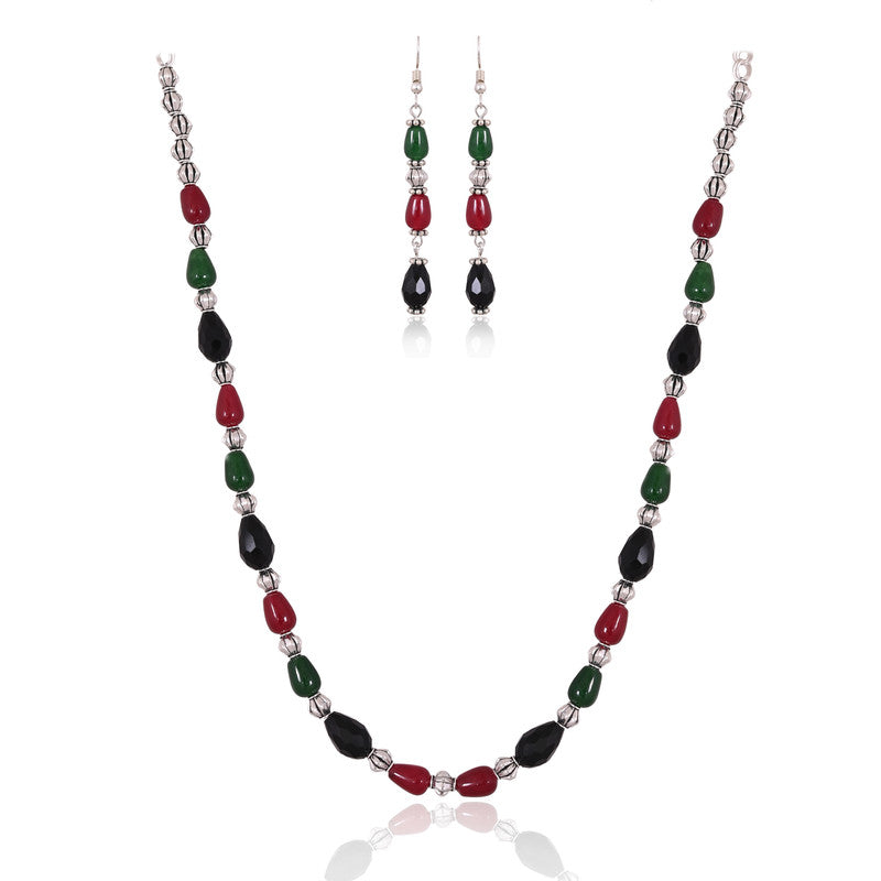 Red and black on sale necklace and earrings set