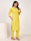 Nesara Yellow Printed Salwar Kurta Dupatta Set