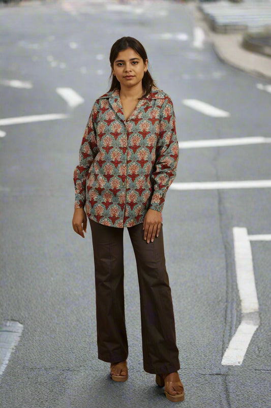 Nesara Multihued Print Oversize Shirt IBS021