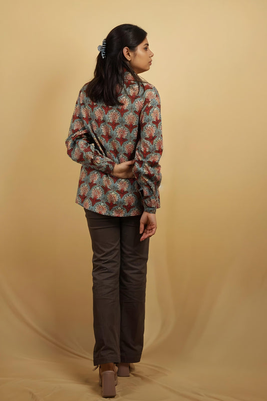 Nesara Multihued Print Oversize Shirt IBS021