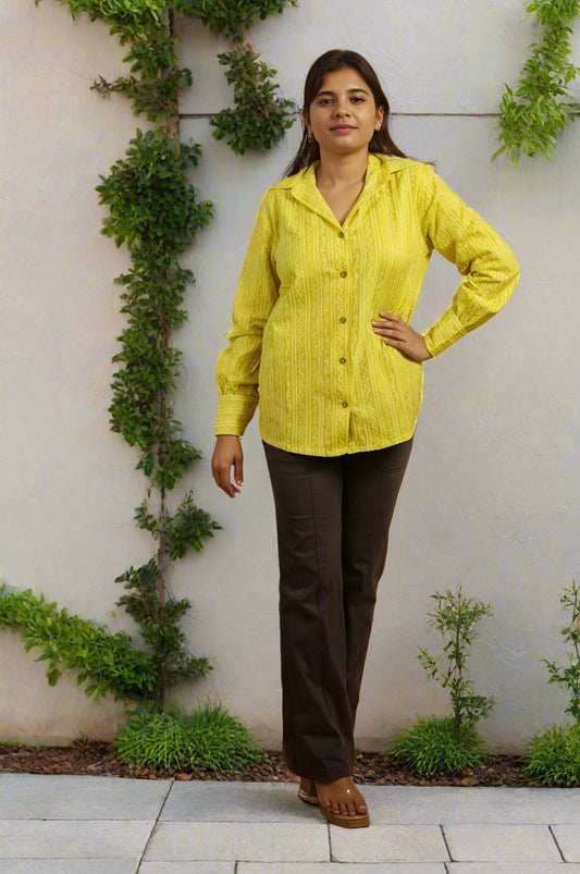 Nesara Green Print Oversize Shirt IBS022