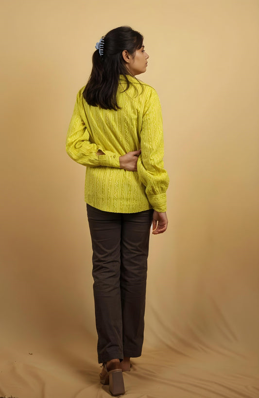 Nesara Green Print Oversize Shirt IBS022