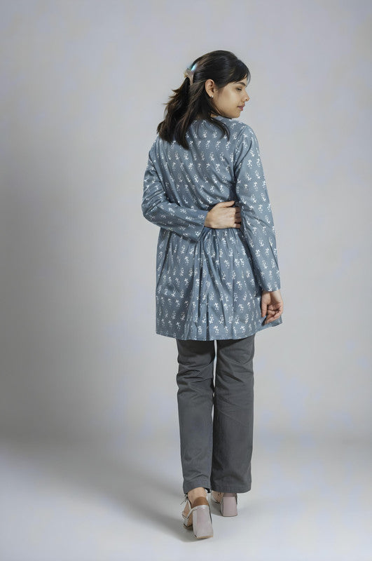 Gray Block Print Short Kurti