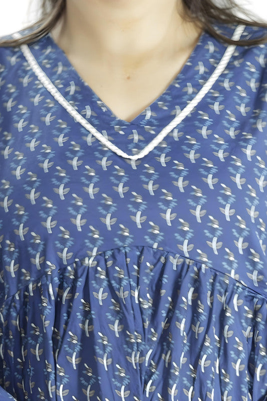 Blue Printed Short Kurti