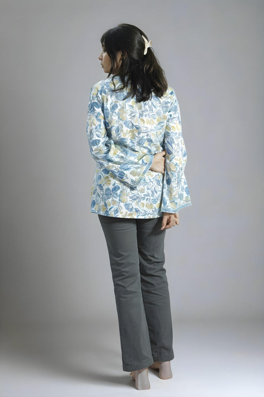 Blue Printed Short Kurti
