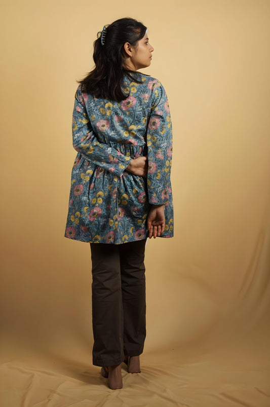 Nesara Blue Print Flared Kurti IBSK045