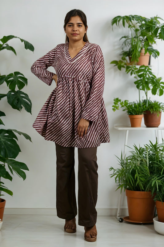 Nesara Violet Print Flared Kurti IBSK048