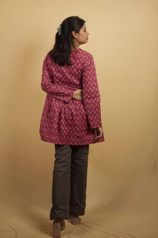 Nesara Purple Print Flared Kurti IBSK049