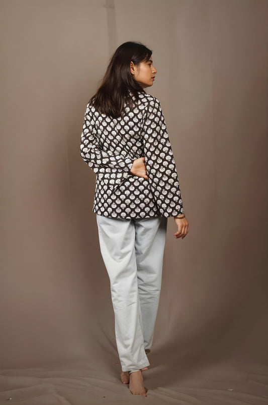 Nesara Black Print Short Kurti IBSK050