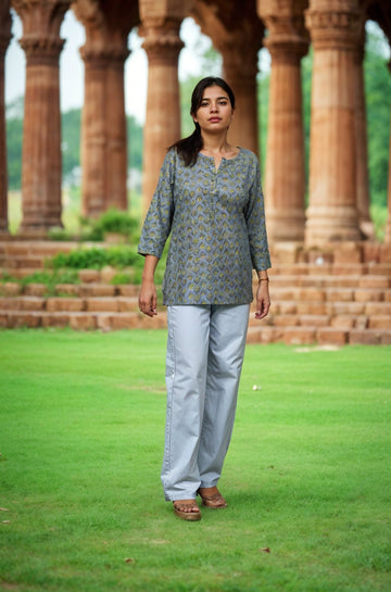 Nesara Blue Print Short Kurti IBSK075