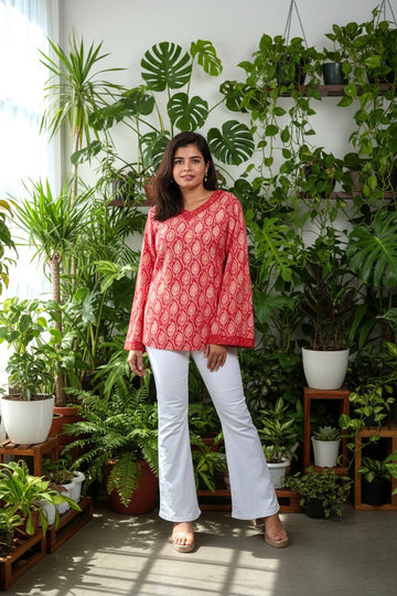 Nesara Pink Print Short Kurti IBSK082