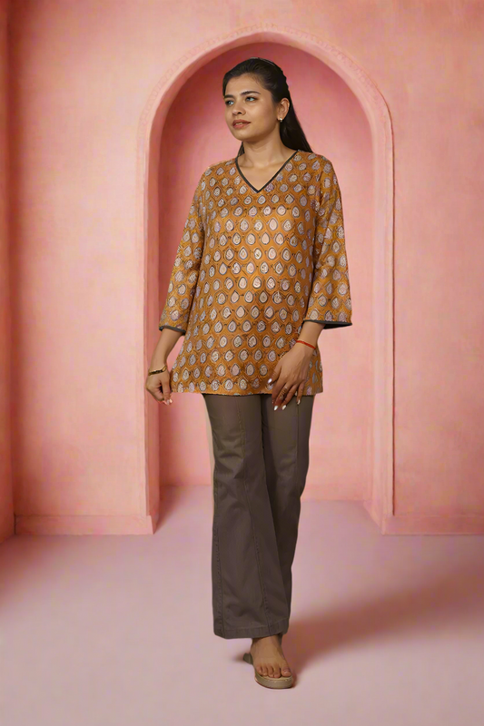 Buy Nesara Brown Short Kurti IBSK059