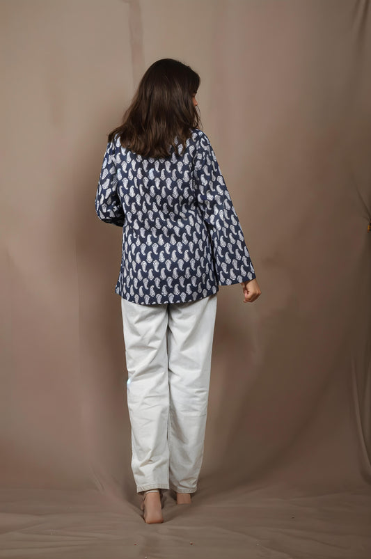 Nesara Navy Print Short Kurti IBSK052