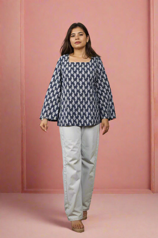 Nesara Navy Print Short Kurti IBSK052