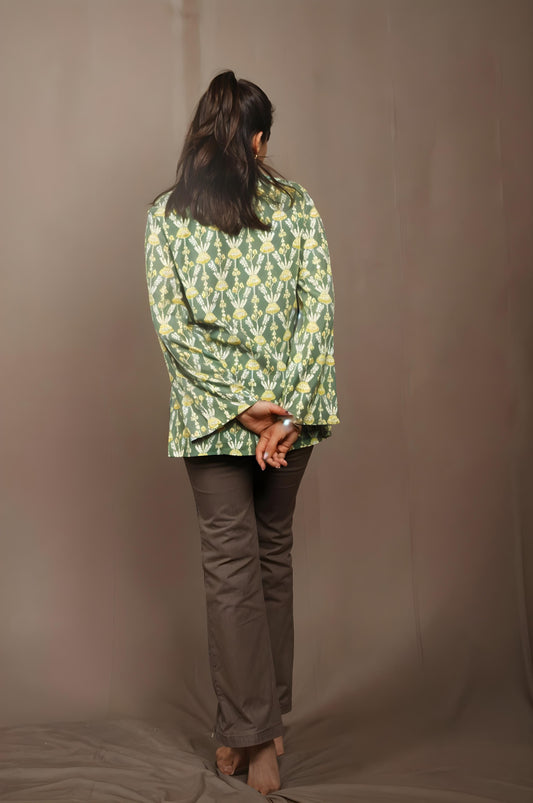 Nesara Green Print Short Kurti IBSK056